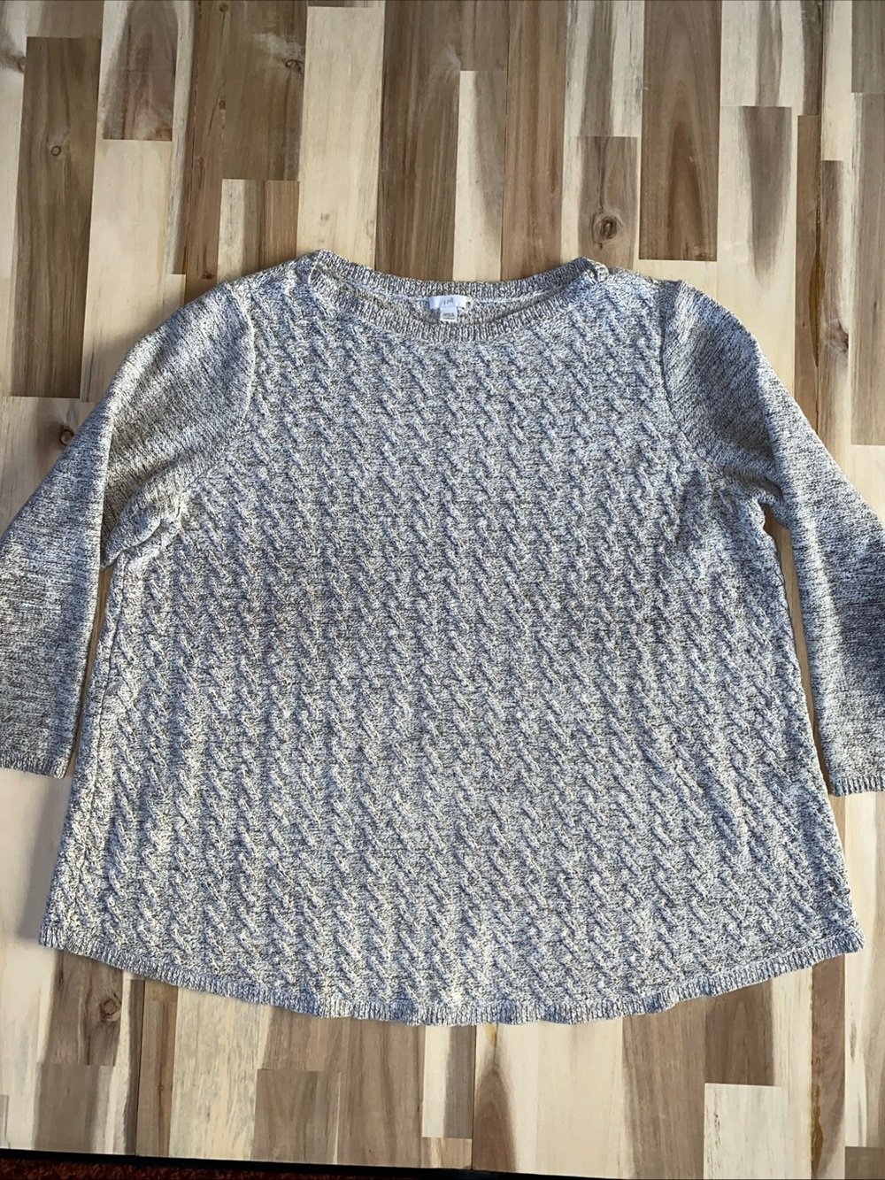 J. Jill Sweater Size 2X Cable Knit Chunky Cotton Blend Pullover Gray Cozy Career